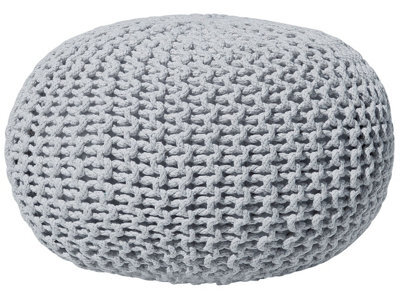 Wyld And Coco Cozycasa Knitted Pouf Ottoman, Light Grey Cotton, Eps Beads, 40 X 25 Cm - image 1