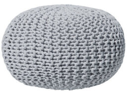 Wyld And Coco Cozycasa Knitted Pouf Ottoman, Light Grey Cotton, Eps Beads, 40 X 25 Cm - thumbnail 1
