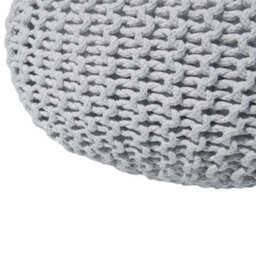 Wyld And Coco Cozycasa Knitted Pouf Ottoman, Light Grey Cotton, Eps Beads, 40 X 25 Cm - thumbnail 5