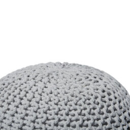 Wyld And Coco Cozycasa Knitted Pouf Ottoman, Light Grey Cotton, Eps Beads, 40 X 25 Cm - thumbnail 4
