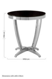 Orsina Luxurious Black Tempered Glass Side Table, Versatile Silver Finished Bedside Table, Modern Round Table - thumbnail 5