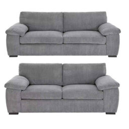 Amalfi Lilly Jumbo Cord Grey Fabric 3 And 2 Seater Sofa  Set