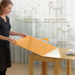 Homcom Folding Dining Table For 4-6, Drop Leaf Table, Natural - thumbnail 5