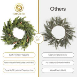 Shatchi Fir Wreath 80Cm Pe Material Artificial Touch Christmas Wreath For Home - thumbnail 8