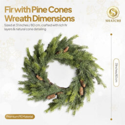 Shatchi Fir Wreath 80Cm Pe Material Artificial Touch Christmas Wreath For Home - thumbnail 6