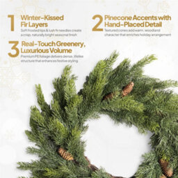 Shatchi Fir Wreath 80Cm Pe Material Artificial Touch Christmas Wreath For Home - thumbnail 5
