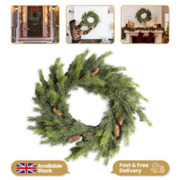 Shatchi Fir Wreath 80Cm Pe Material Artificial Touch Christmas Wreath For Home - thumbnail 2