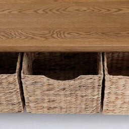 Zelah Oak Hallway Storage Bench With Baskets - Fully Assembled By Roseland Furniture - thumbnail 6