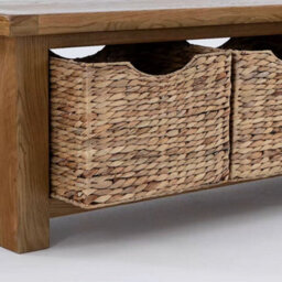 Zelah Oak Hallway Storage Bench With Baskets - Fully Assembled By Roseland Furniture - thumbnail 7
