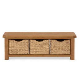 Zelah Oak Hallway Storage Bench With Baskets - Fully Assembled By Roseland Furniture - thumbnail 4