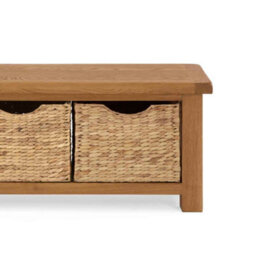 Zelah Oak Hallway Storage Bench With Baskets - Fully Assembled By Roseland Furniture - thumbnail 5