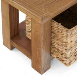 Zelah Oak Hallway Storage Bench With Baskets - Fully Assembled By Roseland Furniture - thumbnail 8