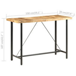 Berkfield Industrial Bar Table 150X70X107 Cm Rough Mango Wood - thumbnail 7