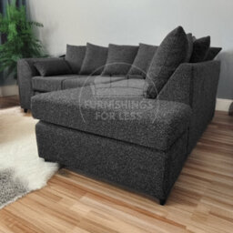 Furnishings For Less UK Paris Charcoal Boucle Fabric 4 Seater L Shaped Right Hand Corner Sofa Scatter - thumbnail 2