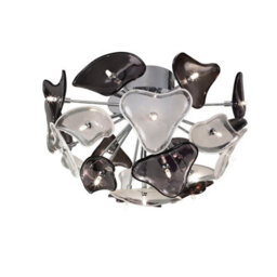 Luminosa Lighting Luminosa Otto Ceiling 21 Light G4, Polished Chrome/black Glass, Not Led/cfl Compatible