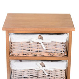 Homcom 5 Drawer Wicker Basket Storage Shelf Unit Wooden Frame Home Natural - thumbnail 7