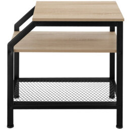 Tectake Bedside Table Plymouth - Industrial Style, With 2 Shelves, Grid Shelf, 36.5 X 58.5 X 59.5 Cm - Industrial Wood Light, Oak Sonoma - thumbnail 3