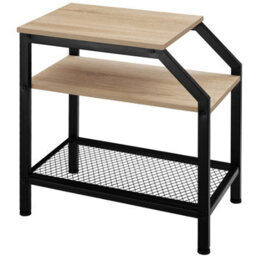 Tectake Bedside Table Plymouth - Industrial Style, With 2 Shelves, Grid Shelf, 36.5 X 58.5 X 59.5 Cm - Industrial Wood Light, Oak Sonoma - thumbnail 5