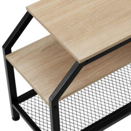 Tectake Bedside Table Plymouth - Industrial Style, With 2 Shelves, Grid Shelf, 36.5 X 58.5 X 59.5 Cm - Industrial Wood Light, Oak Sonoma - thumbnail 6