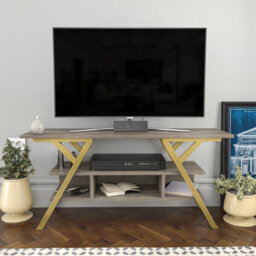 Decorotika Minerva Tv Stand Tv Unit For Tv's Up To 55 Inch Gold Wenge