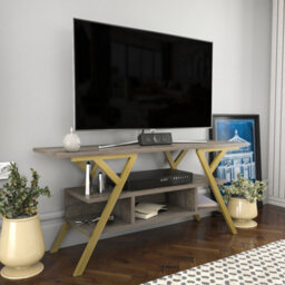Decorotika Minerva Tv Stand Tv Unit For Tv's Up To 55 Inch Gold Wenge - thumbnail 2