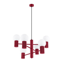 Luminosa Lighting Luminosa Halo Multi Arm Pendant Ceiling Light Burgundy 6X G9 - thumbnail 1