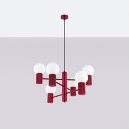 Luminosa Lighting Luminosa Halo Multi Arm Pendant Ceiling Light Burgundy 6X G9 - thumbnail 2