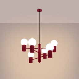 Luminosa Lighting Luminosa Halo Multi Arm Pendant Ceiling Light Burgundy 6X G9 - thumbnail 3
