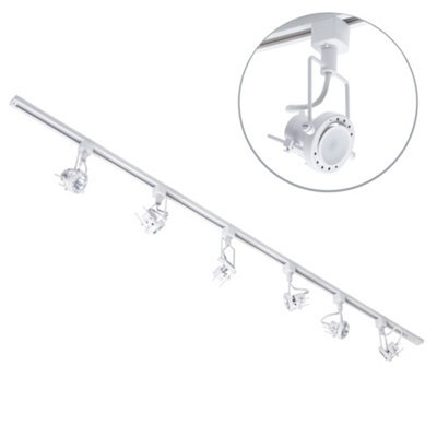 Litecraft Greenwich White 6 Head 2M Straight Kitchen Track Light With Led Bulbs - image 1