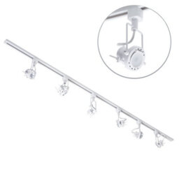 Litecraft Greenwich White 6 Head 2M Straight Kitchen Track Light With Led Bulbs - thumbnail 1