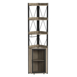 Grey Corner Wine Rack Drinks Cabinet Bottle Storage With Glass Holders - thumbnail 6