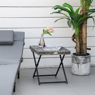 Grey-Folding Square Rattan Coffee Table For Bistro Balcony Garden Outdoor - image 1