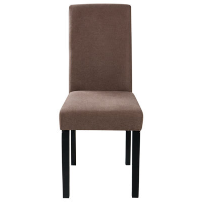 Beliani Set Of 2 Brown Fabric Dining Chairs With Rubberwood Legs, High-Back Modern Design - image 1