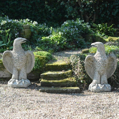 Pair Of Giant Eagles Stone Garden Statues - image 1