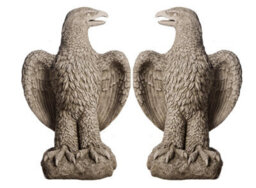 Pair Of Giant Eagles Stone Garden Statues - thumbnail 7