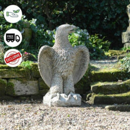 Pair Of Giant Eagles Stone Garden Statues - thumbnail 3