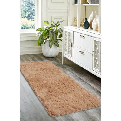 Melrose Super Soft Washable Shaggy Champagne Area Runner Rug 067/180Cm - image 1