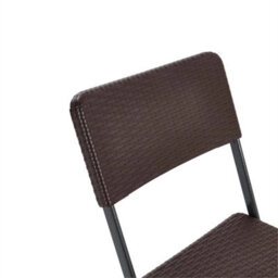 2Pc Patio Bistro Chair Set Garden Furniture Plastic Rattan Folding Outdoor Brown - thumbnail 4