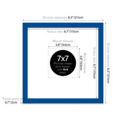 "7X7"" Blue Picture Frame - 7X7"" Square Frame With 4X4"" Mount For 7X7""/4X4"" Pictures Art Deco Style Room Decor, 1 Pack" - thumbnail 2