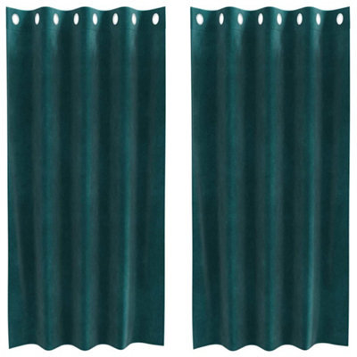 Berkfield Modern Blackout Curtains With Eyelets 2 Pcs Dark Green Velvet