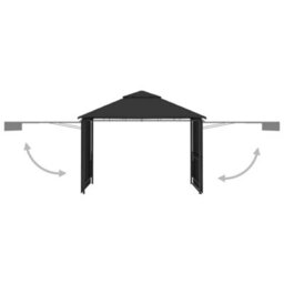 Walplus Gazebo With Double Extending Roofs 3X3X2.75 M Anthracite 180G/ma - thumbnail 3