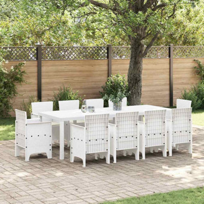 Berkfield Garden Dining Set 11 Pcs White Polt Rattan - image 1
