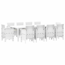 Berkfield Garden Dining Set 11 Pcs White Polt Rattan - thumbnail 2