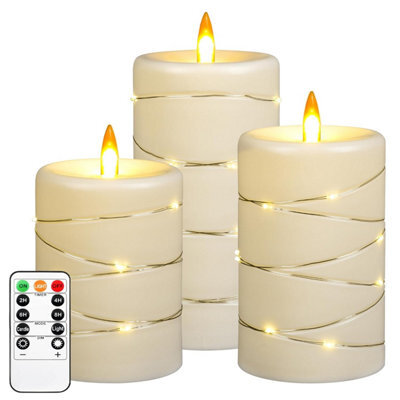 Da By Led Candle Light, 3 Dynamic Flame Candles, A Battery More Realistic Simulation Of The Effect Of Flames, With Timer Remote