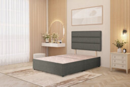 Somnior Beds Somnior Chambery Linen Fabric 6Ft Super King Divan Bed Base With Upholstered Headboard Silver - thumbnail 3