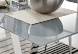 Furniturebox Florini Grey Glass And Chrome Metal 6 Seater Dining Table With Statement V Shaped Legs For Modern Minimalist Dining Room - thumbnail 5