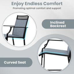 Costway Set Of 2 Outdoor Patio Chairs Home Fabric Bar Stools W/ Footrest - thumbnail 8