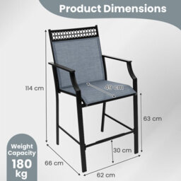 Costway Set Of 2 Outdoor Patio Chairs Home Fabric Bar Stools W/ Footrest - thumbnail 2