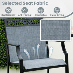 Costway Set Of 2 Outdoor Patio Chairs Home Fabric Bar Stools W/ Footrest - thumbnail 6