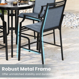 Costway Set Of 2 Outdoor Patio Chairs Home Fabric Bar Stools W/ Footrest - thumbnail 7